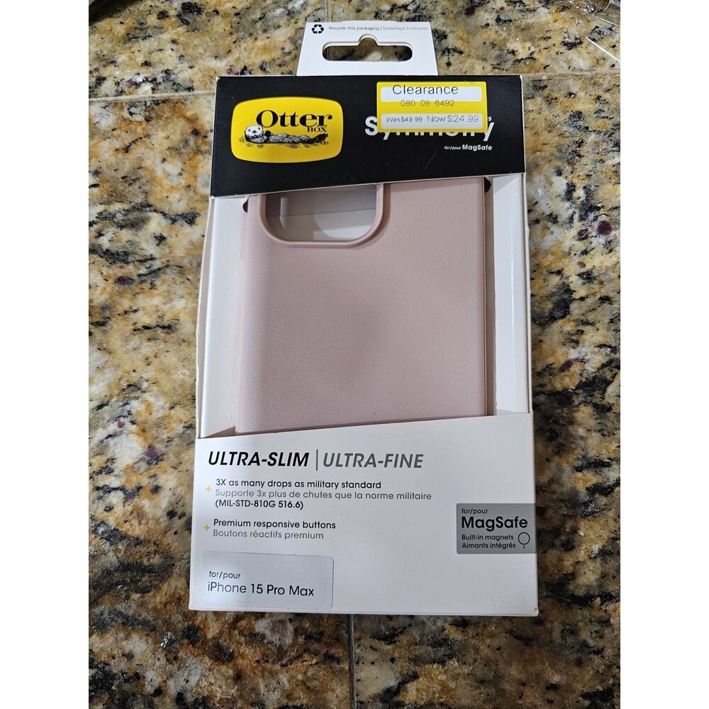 OtterBox Symmetry Series Case iPhone 15 Pro Max MagSafe Soft Pink Matte Slim